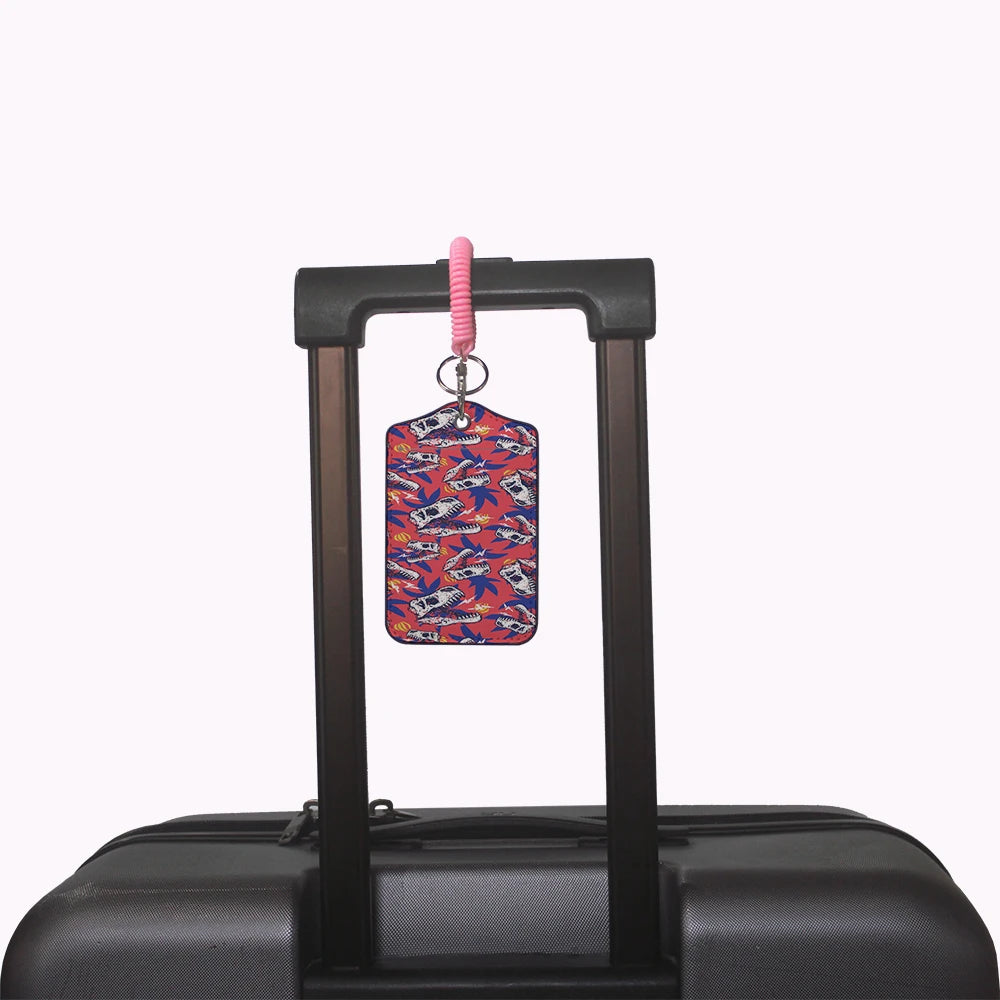 HOT AnimalsDinosaur Team Leather Business Luggage Tag Suitcase Address Label Luggage Boarding Case Label Name ID Address Clip