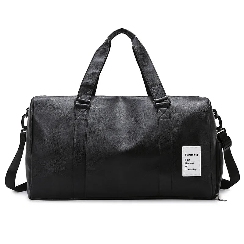 Soft Leather Fitness Bag Waterproof Dry Wet Separation Travel Bag Handheld Short Trip Bag with Independent Shoe Compartment P...
