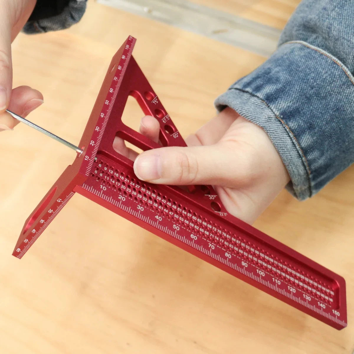 3D Measuring Ruler Aluminum Alloy Woodworking Square Protractors Triangle Layout Measuring Tool Multipurpose Measuring Ruler