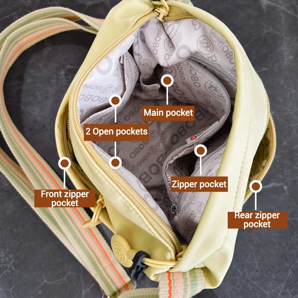 Chic Ultra-light Nylon Crossbody Bags for Women, Designer Bag-Lightweight, Zipper Closure, Adjustable Wide Strap, Cotton Lining