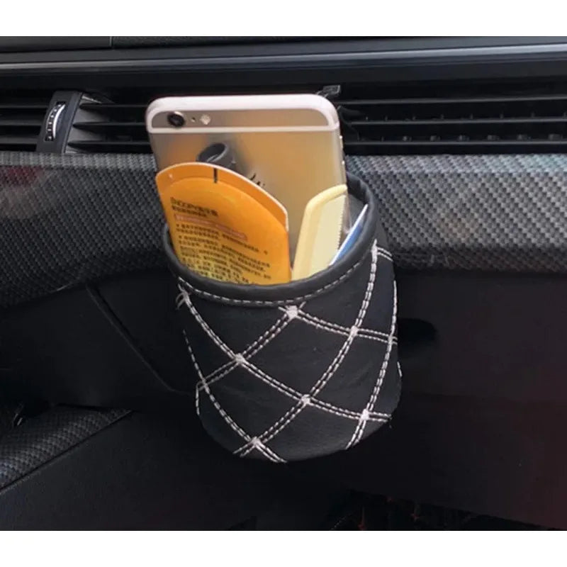 Car Outlet Air Vent Clip Storage Organizer Phone Holder Trash Box Sunglasses Storage Bags Multifunctional Hanging Accessories