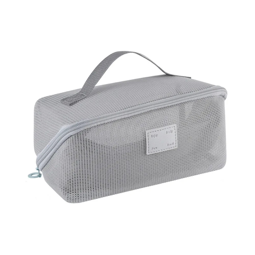 Portable Mesh Handheld Makeup Bag Square Lightweight Storage Toiletry Bag Zipper Large Capacity Transparent Mesh Cosmetic Bag