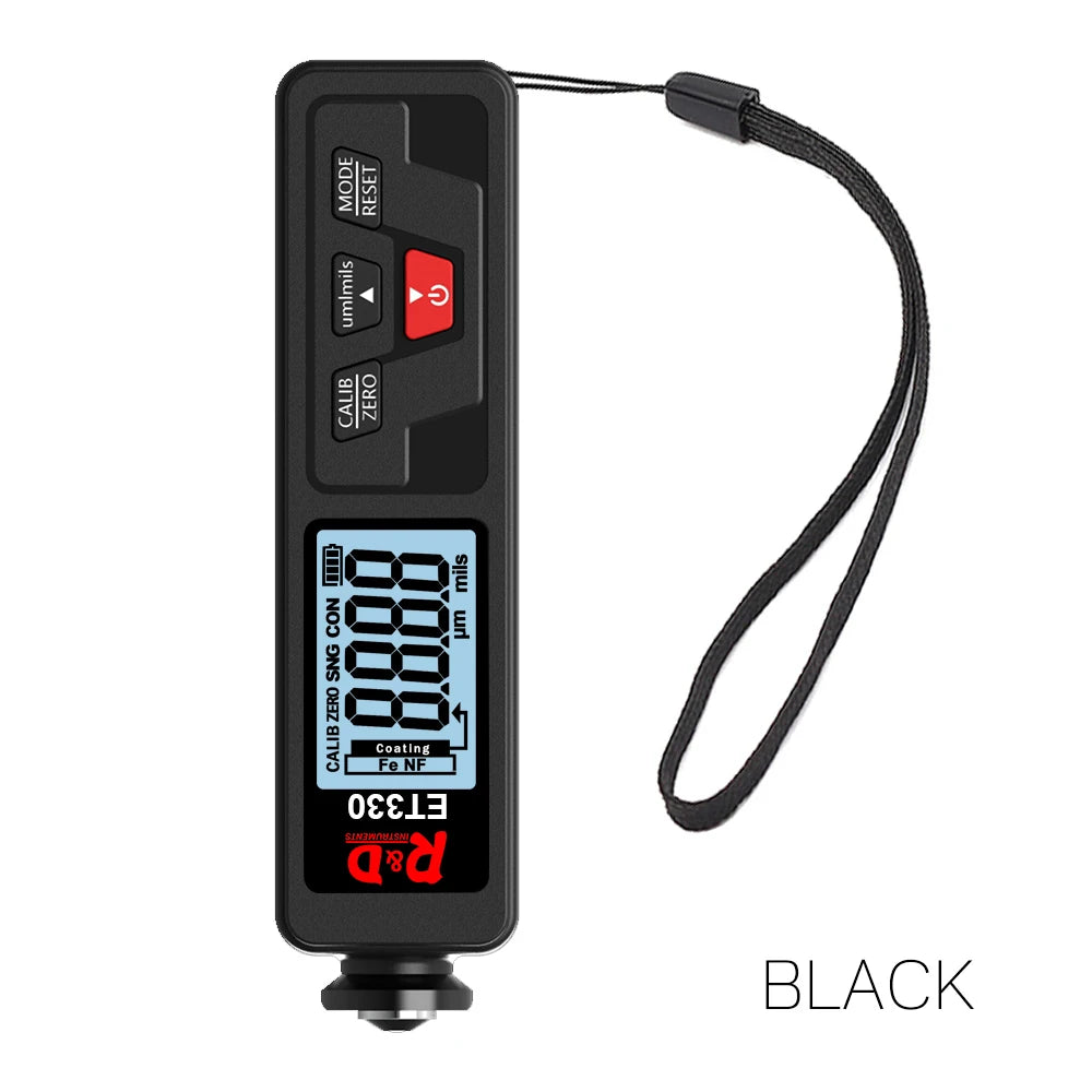 R&D ET330+Zn Car Paint Thickness Gauge Electroplate Metal Coating Thickness Gauge for Car 0-1500um Fe & NFe Coating Tester Meter