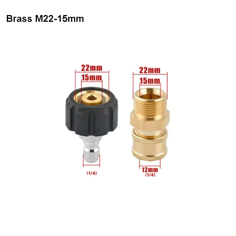 Pressure Washer Quick Connect Fitting M22 14mm to 1/4 Inch Pressure Washer Hose Gun Adapter Brass Washer Quick Release Connector