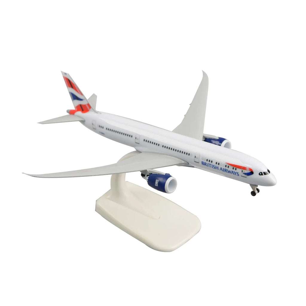 1/300 Scale 20cm Britain B787 Diecast Metal Airplane Model Toy Kits with Stand for Collections Displays or Boy Gift