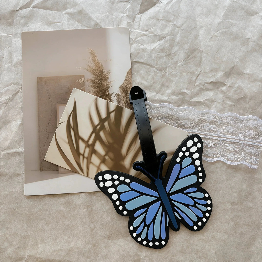 Aesthetic Gradient Butterfly Silicone Luggage Tag, Anti-Lost Name Information Tag, Travel Suitcase Backpack Identification Hangi