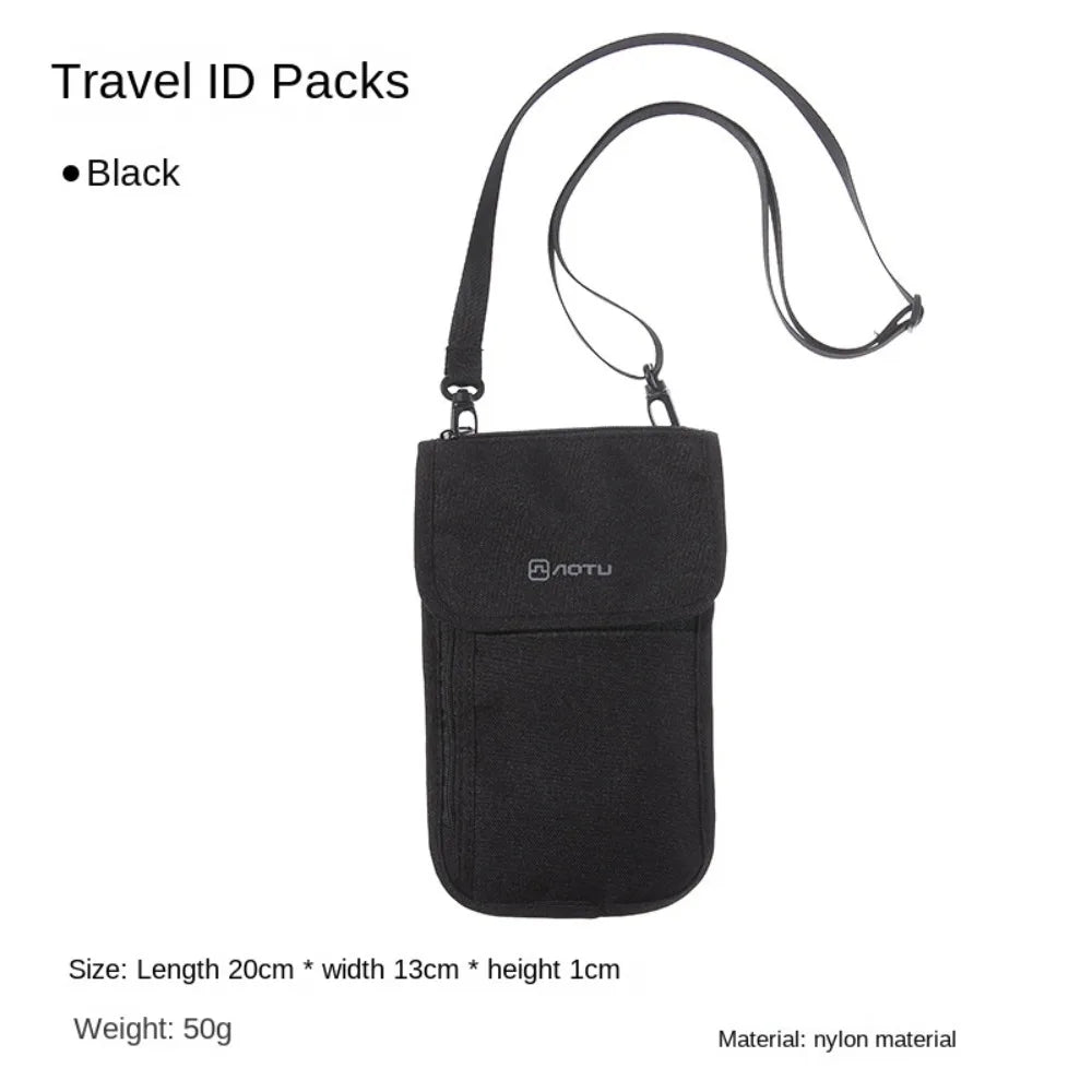 Travel Accessories Travel Wallet Khaki Black Ticket Holder Travel Neck Pouch Zipper Passport Protective Cover Passport Wallet