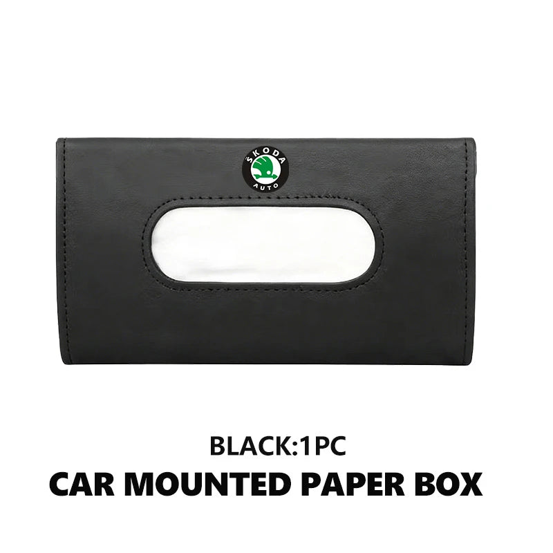 For Skoda Car Sun Visor Tissue Box Hanging Napkin Storage Bag Fabia Kamiq Superb Scala Enyaq-iV MK3 VisionS Yeti
