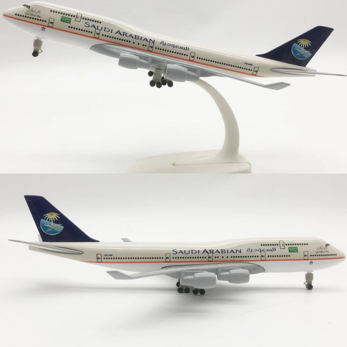 20cm Boeing 747 Die-Cast Alloy Metal Airplane Model Saudi Arabian Airlines B747 Diecast Toy with Landing Gear for Hobby Series