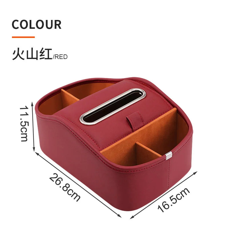 Center Console PU LeatherCup Holder,Car Front Seat Organizer with Compartment Universal Car Armrest Storage Box with Tissue Slot