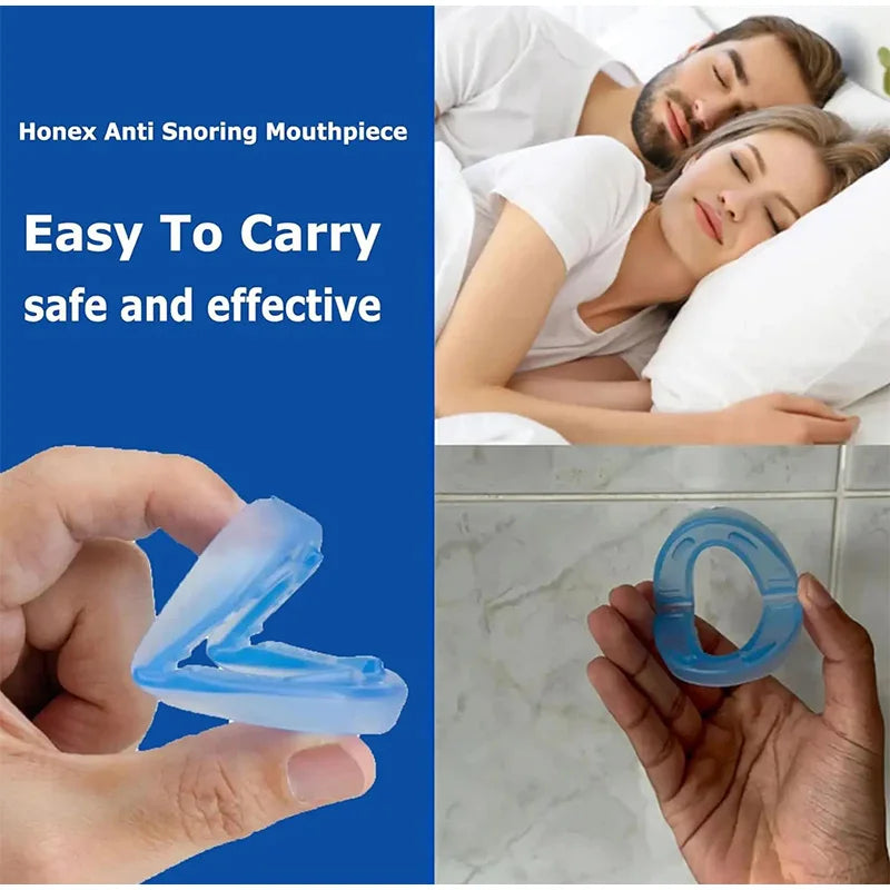 Anti Snoring Mouthpiece Double Layer Soft Rubber Relieving Molars Anti-snoring Device  Reusable Snore-stopping Tooth Protector