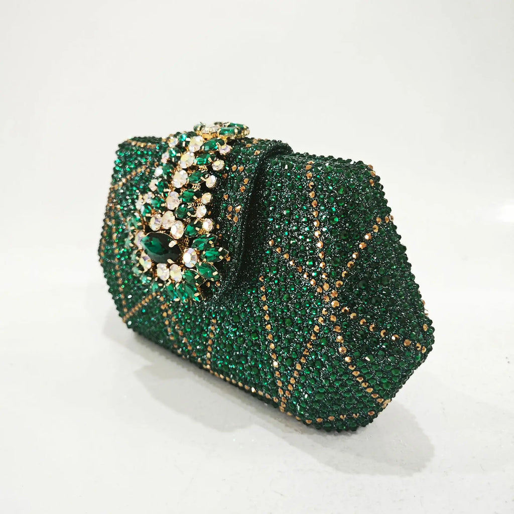 Fashion Women's Diamond-shaped Rhinestone Party clutch Bag, Handbag withLong Chain, Lady Everning Handbag Clutch Bag