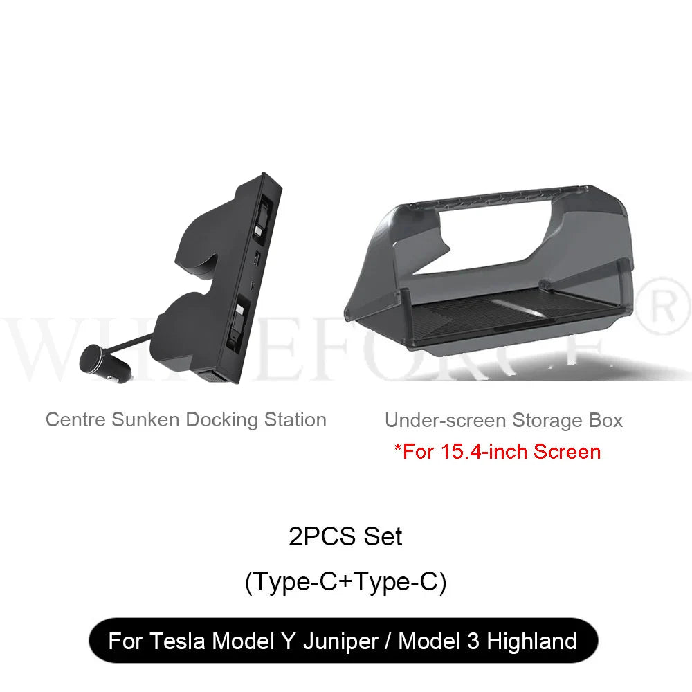 For Tesla Model Y Juniper Fast Charger USB Shunt Docking Station for Model 3 Highland Sunken Adapter Powered Splitter Extension