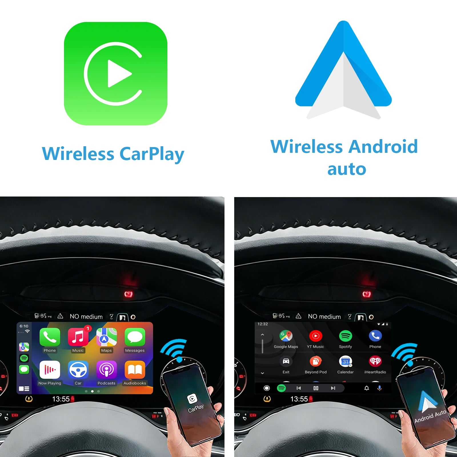 Wireless CarPlay & Android Auto for Audi TT MK3 2015-2024,Support OEM Bluetooth Audio, Plug & Play, No Need Programing Code