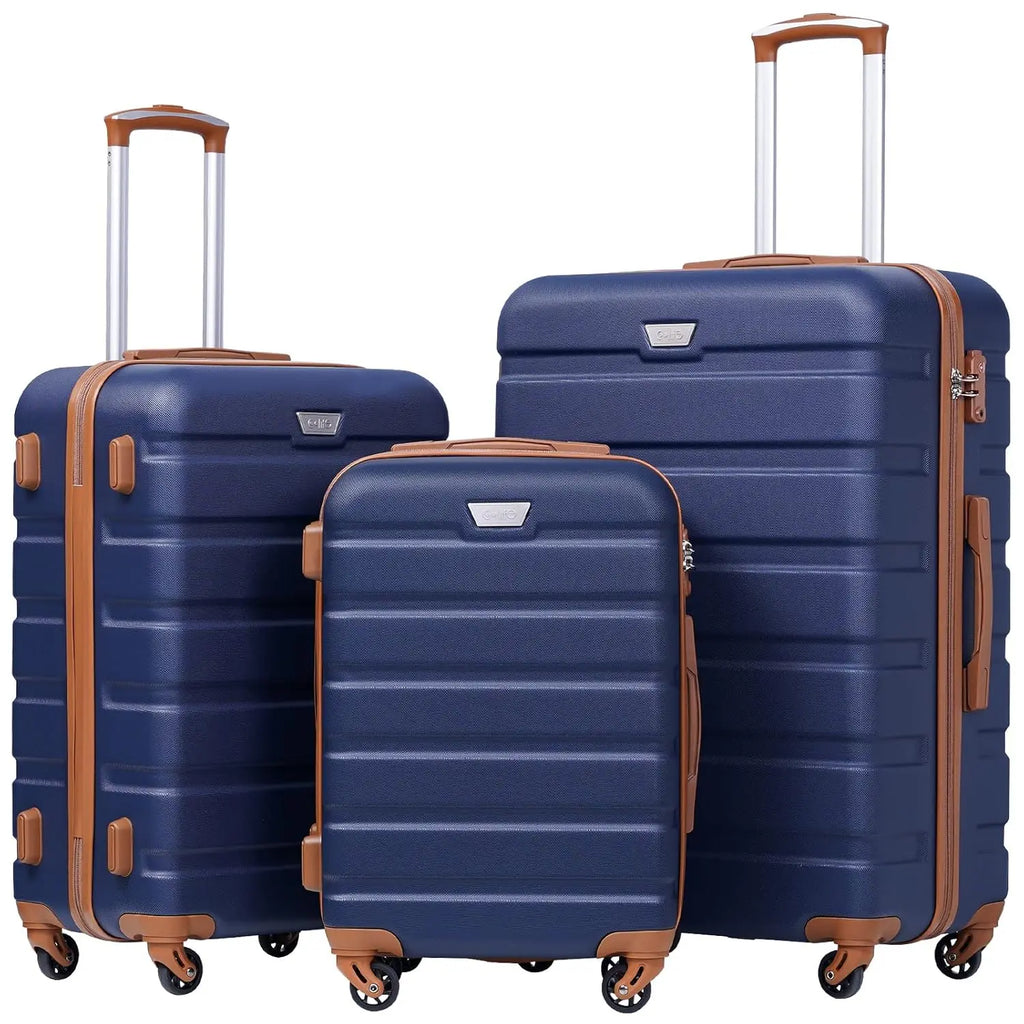 3 Piece Lightweight Durable Hardshell Luggage Set 360° Spinner Wheels TSA Approved Lock Suitcases, Customize