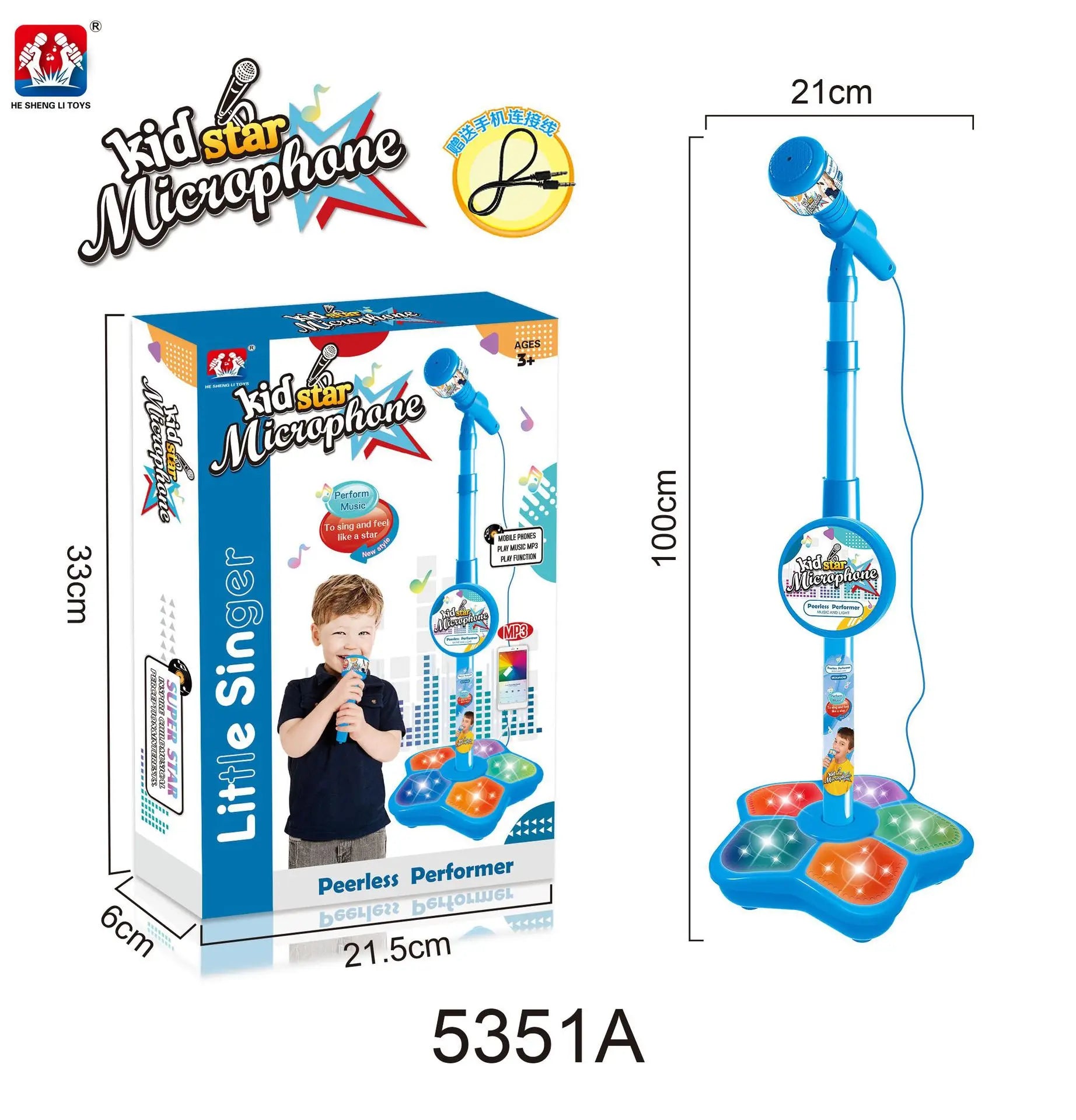 5350a Toys Witch Hunters Microphone With Adjustable Stand Led Lights Support Mp3 Playback Karaoke Singing Music Performance Gift