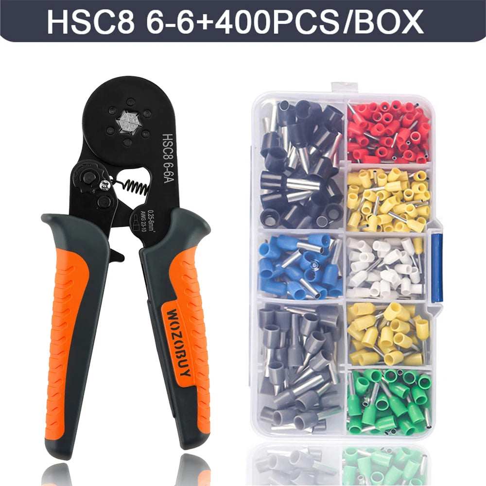 Ferrule Crimping Tool Kit , Ratchet Pliers  with Wire End Ferrule Terminals, Quadrilateral Wire Crimp Pliers with Crimp
