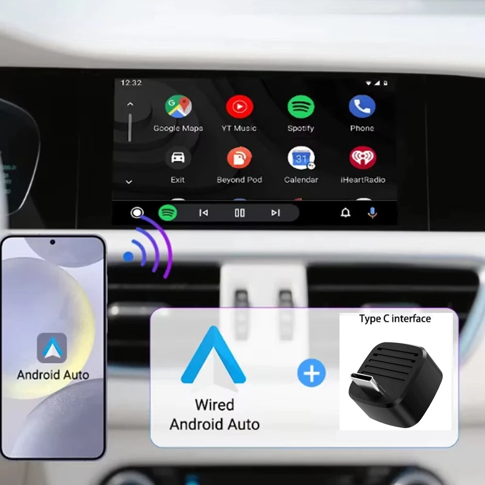 Skilldrive Ultra Mini Wireless Carplay Adapter Android Auto AI Smart Box Intelligent Systems for Wired CarPlay Android Auto Car