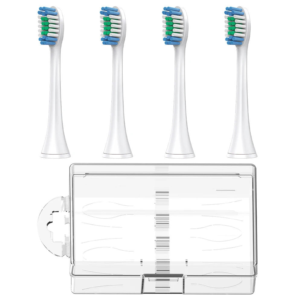 Toothbrush Head Travel Box & 4x Replacement Brush Heads Compatible with Philips Sonicare Electric Toothbrush, for 4100 2100 5300