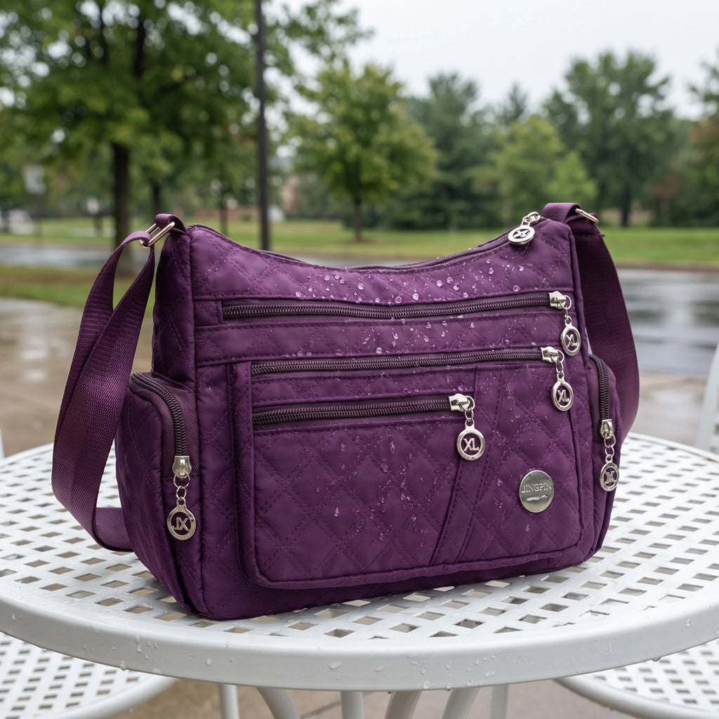 Water Resistant Nylon Multi Zipper Crossbody Bag Large Adjustable Strap Shoulder Purse for Mother Daily Outdoor Shopping Travel