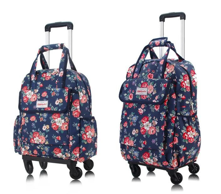Women Carry On Hand Luggage rolling bag Oxford Rolling Backpack Travel Trolley Bag Travel Luggage bag Trolley Wheeled Backpacks