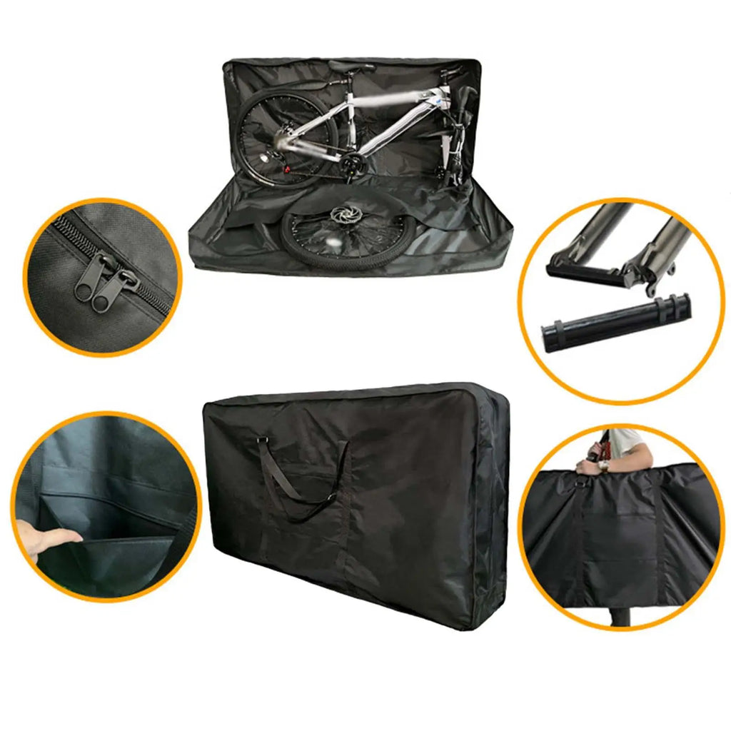 Foldable Bike Carry Bag for 26-27inch Folding Bikes Carrying Case Outdoor Practical Bike Travel Bag for Car Shipping Plane Trip