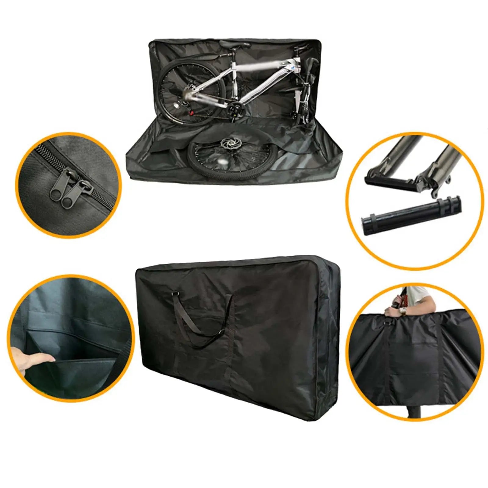Foldable Bike Carry Bag for 26-27inch Folding Bikes Carrying Case Outdoor Practical Bike Travel Bag for Car Shipping Plane Trip