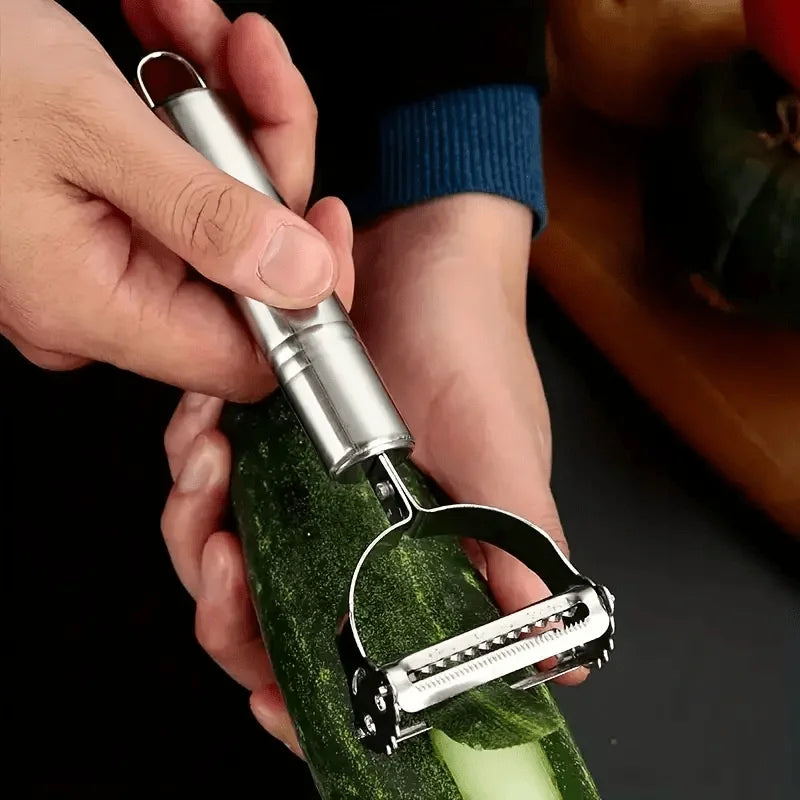 1 piece of stainless steel peeler and slicer, multi-functional potato peeler and fruit/vegetable slicer, manual food processor, heavy-duty durable kitchen tool, essential gadget for Thanksgiving and Christmas