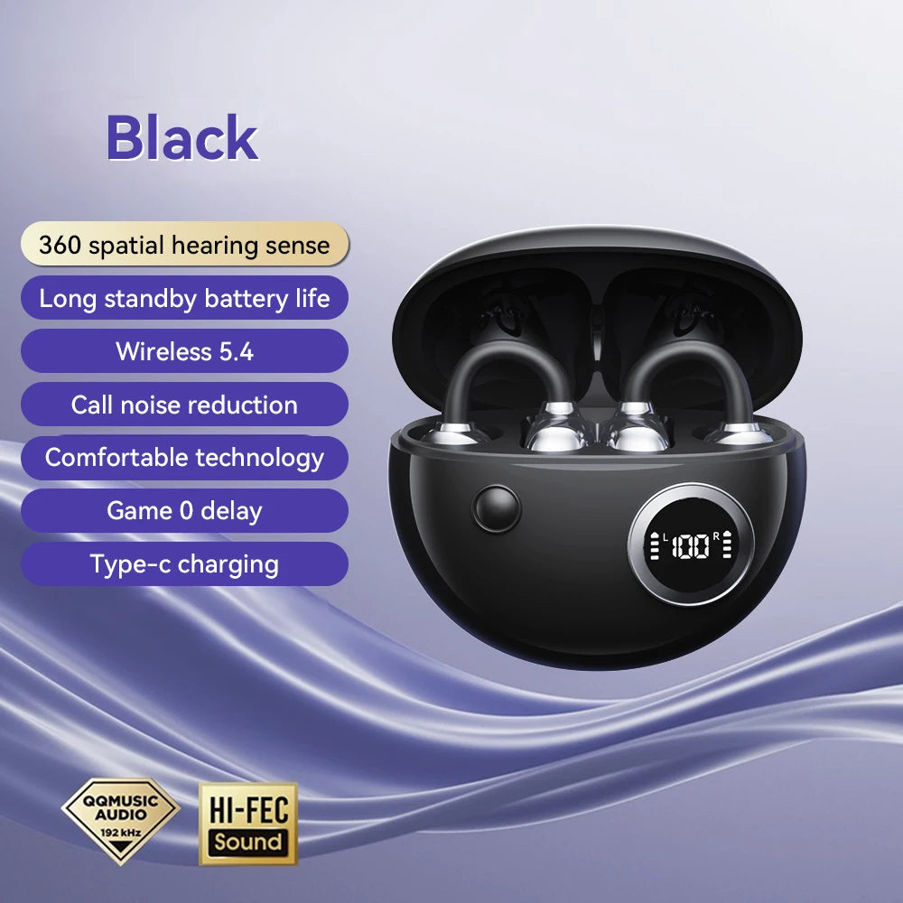 Fashion Plated Ear Clip Type True Wireless Bluetooth Headsets 0 Delayed Game HD Call Run Headphones Clip-On Earphones With Mic
