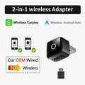 New 2in1 Wired to Wireless CarPlay Adapter, Android Auto Dongle, High-Quality Car Accessory Smart Box 5GHz WiFi Type-C/USB