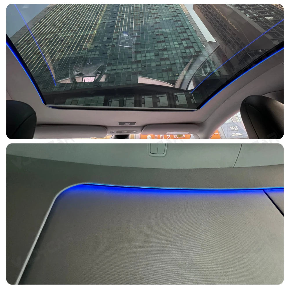 New Electric Sunshade For Tesla Model Y New Y Juniper Model Y L Ambient Light Roof Shade EN KR Voice Control Button Control
