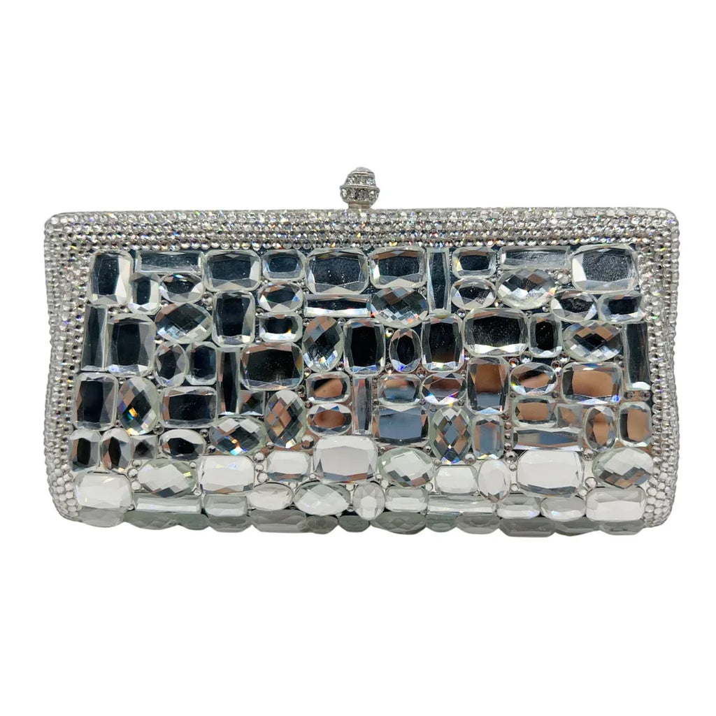 Stone clutch bag new flat bottom glass diamond clutch women's bag handmade diamond dinner bag