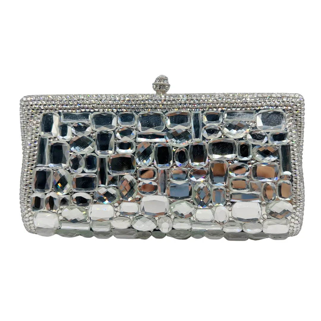 Stone clutch bag new flat bottom glass diamond clutch women's bag handmade diamond dinner bag