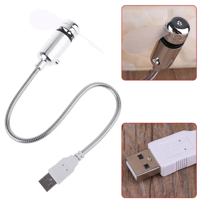 2024 New USB-Powered Portable Mobile USB Fan Mini Gooseneck Fan for Laptop Office Home Travel (1 PACK)