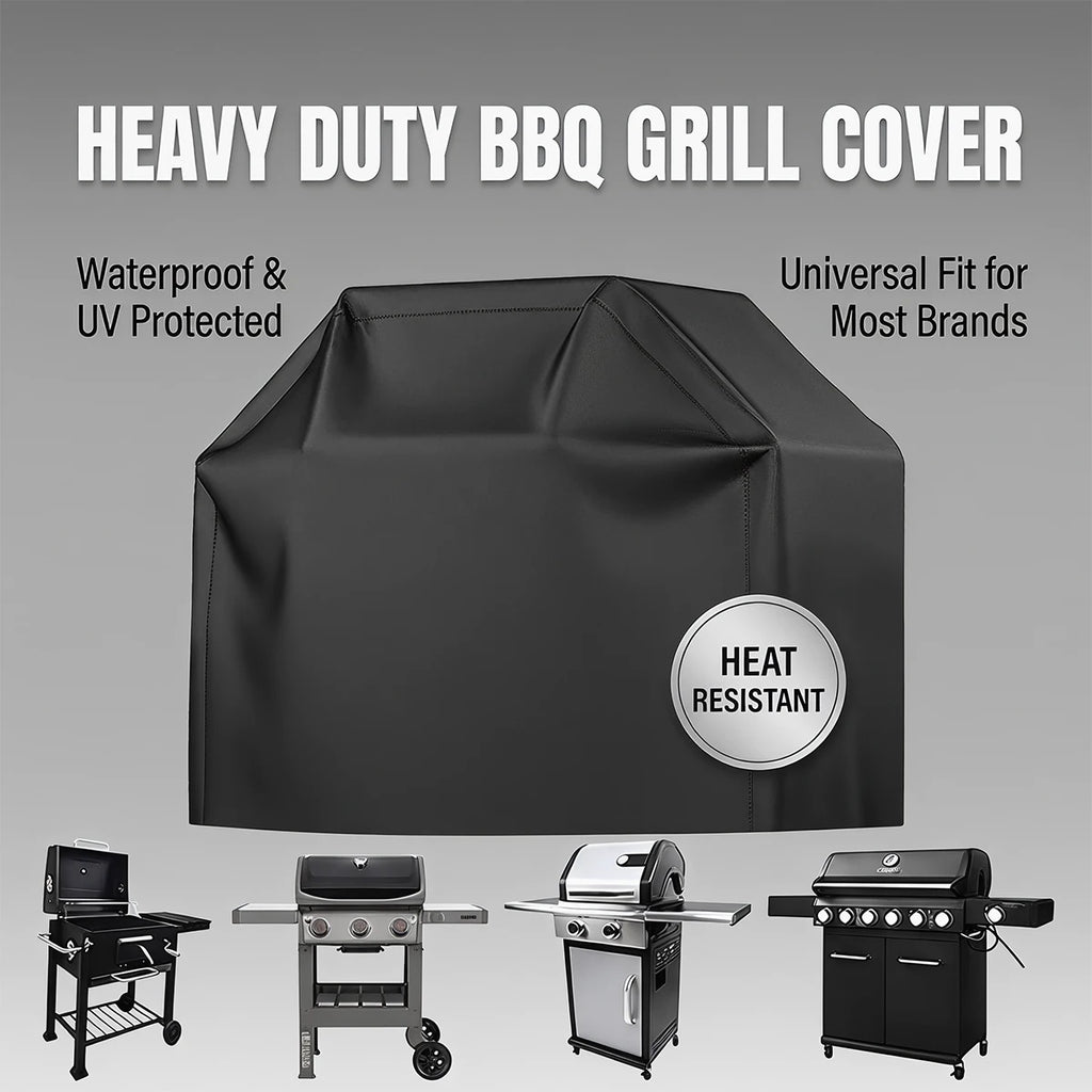 Large Grill Cover, Heat Resistant Black, Heavy Duty Grill Cover for Gas Grill, BBQ Accessories