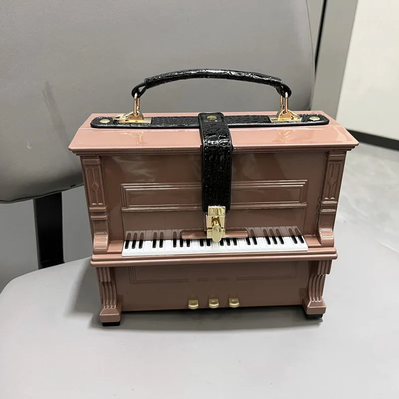 2024 Designer Women High-end Pu Leather Handbags Fashion Piano Shape Shoulder Travel Bag Luxury Ladies Small Box Crossbody Bags