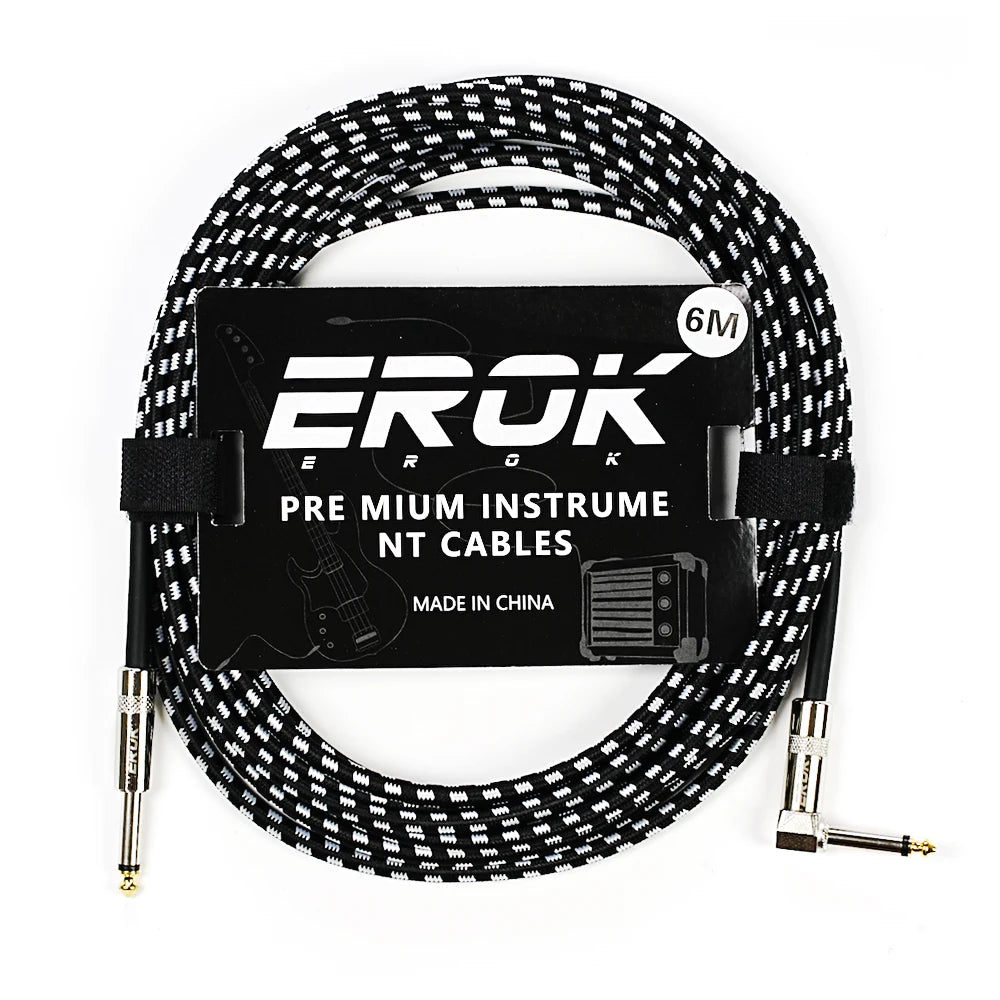 EROK 1.5/3/6/10M Guitar Audio Cables Anti-Noise Line 6.35mm Male to Male Colorful Braided Line Pedal Guitar Bass Universal Cable