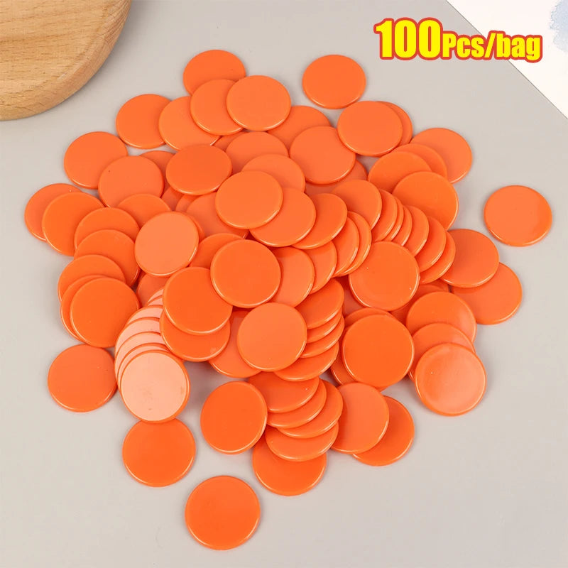 100Pcs 25mm Montessori Learning Education Math Toy Plastic Poker Chips Bingo Chip Markers Token Family Club Party Counting Toy
