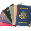 Mexican Passport Holder Golden Metal Copper Corners Passport Organizer Leather Slim Passport Case Plane Ticket Holder ID Holder