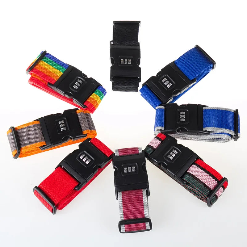 High Quality 2M Rainbow Password Lock Packing Luggage Bag with Luggage Strap 3 Digits Password Lock Buckle Strap Baggage Belts