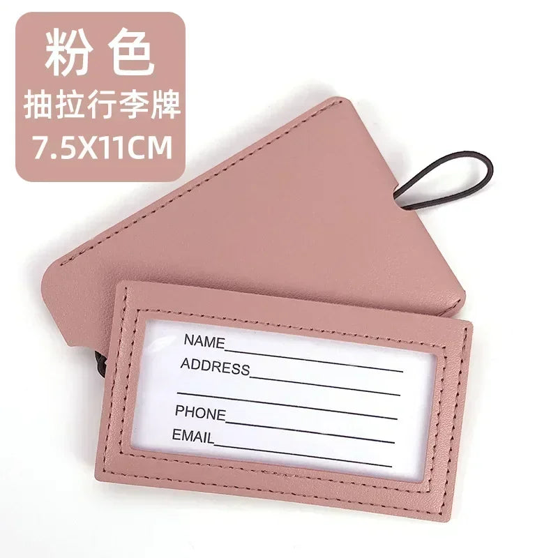 Fashion Pu Leather Multicolor Luggage Tags Women Suitcase Bag Name ID Address Holder Baggage Label Travel Accessories