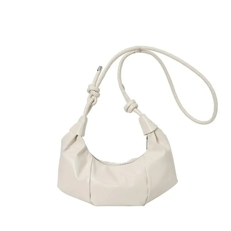 Fashionable Dumpling Shape Shoulder Bag For Women Street Trend PU Material Zipper Opening Crossbody Purse For Daily Use