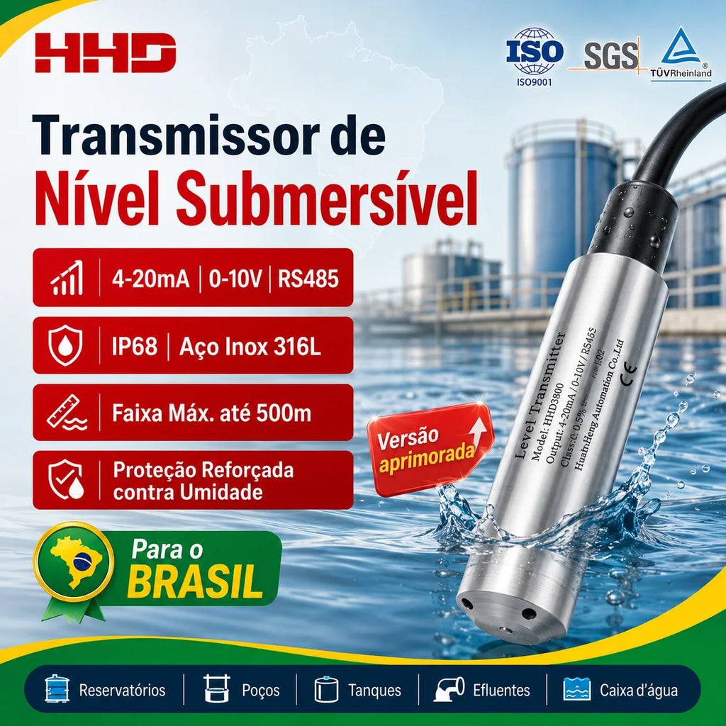 water level meter Submersible water tank level sensor digital liquid oil level gauge transmitter indicator 4-20mA RS485 0-10V