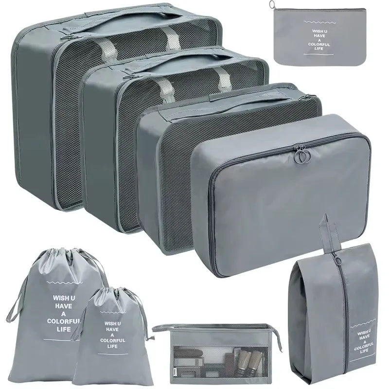 7/8/9/10/11 Pcs Set Travel Organizer Storage Bags Suitcase Packing Cubes Set Cases Portable Luggage Clothes Shoe Tidy Pouch