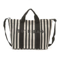 Fashion Striped Contrasting Tote Bag Large Capacity Casual Canvas Shoulder Crossbody Bag Versatile Letter Embossed Women Handbag
