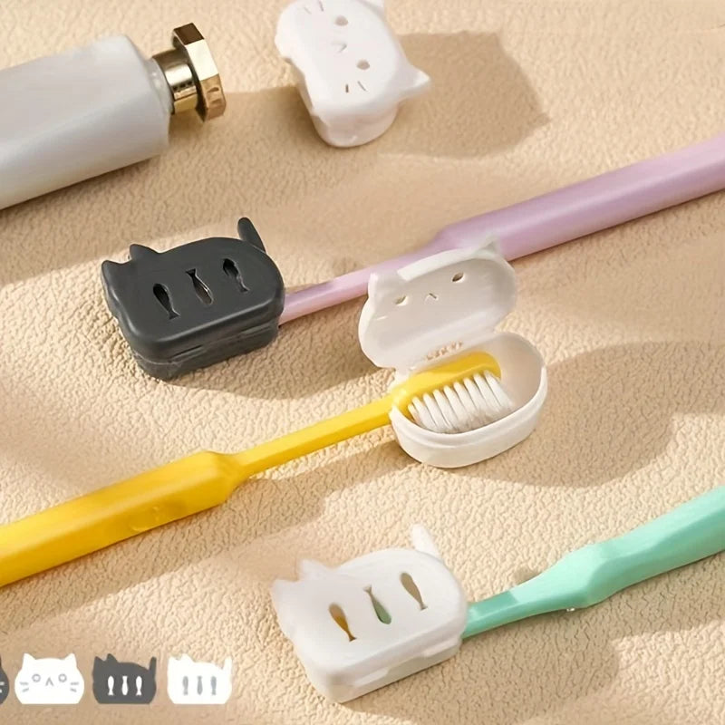 4pcs Cute Cartoon Toothbrush Protectors, Portable Travel Cases for Toothbrush Heads Toothbrush protection clip daily necessities
