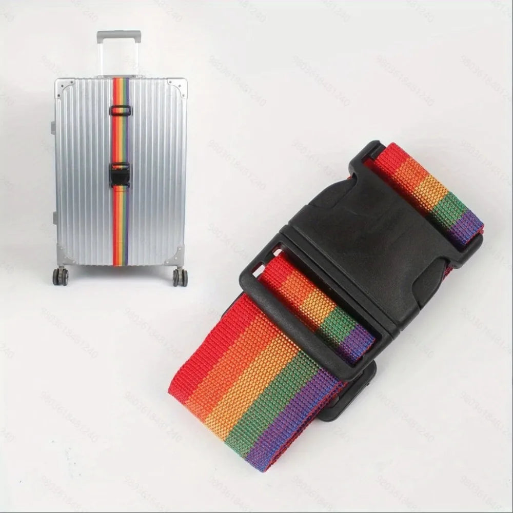 1/2 pcs Suitcase Belts, Adjustable Luggage Straps, Bright Colors Travel Packing Straps with Quick Release Buckle (Rainbow)