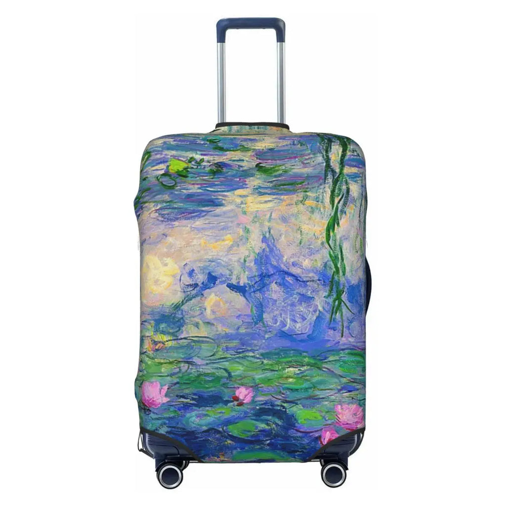 Water Lilies Oil Painting Suitcase Cover Holiday Monet Nature Elastic Luggage Accesories Business Protector