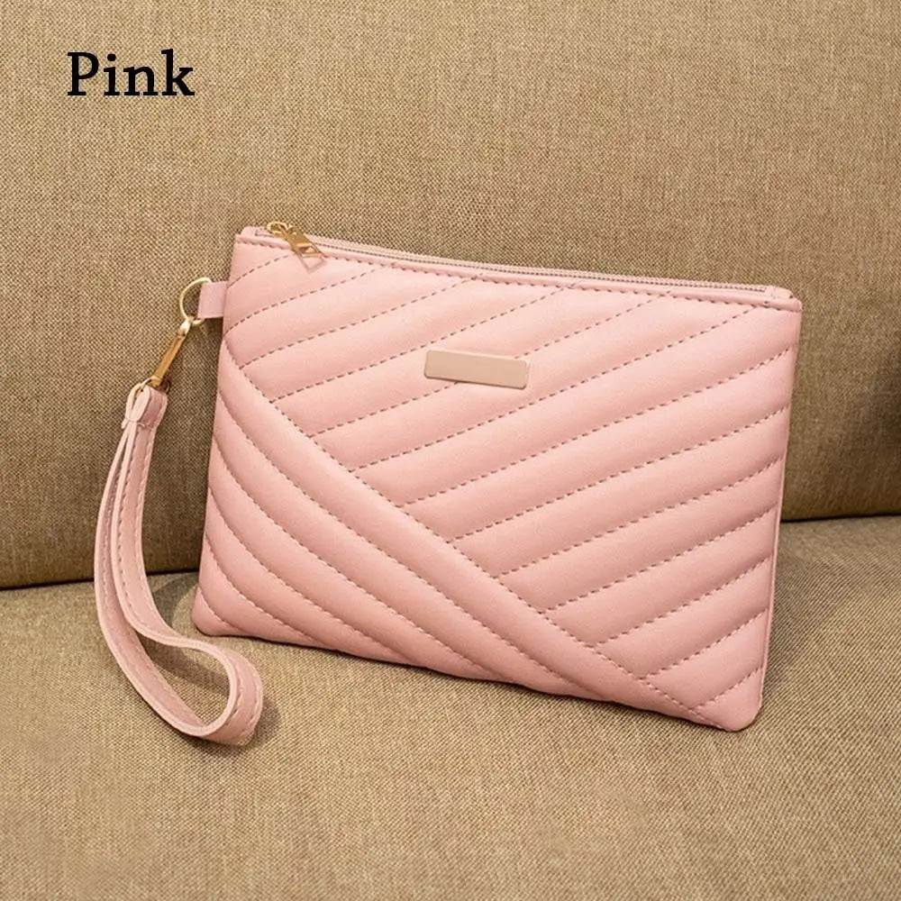 Women Stylish Leather Wristlet Bag Portable Envelope Bag Clutch Wallet Small Purse Traveling Backpack Shopping Bag Accessories