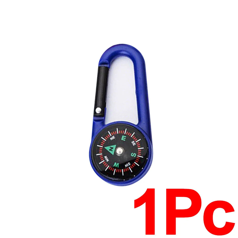 Outdoor Compass Carabiner Mini Camping Keychain Mountaineering Hiking Backpack Buckle with Compass Survival Children Gifts